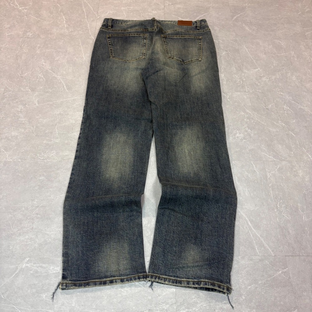 Flag & Anthem Premium Denim Mens 34x34 Blue Faded Distressed Straight Leg Jeans